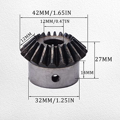 2Pcs Bevel Gear Tapered Bevel Pinion Gear Bevel Gears 2 Module 20 Teeth for Hardware Mechanical Rotation (20T 12mm Hole) - size: 20T 12mm Hole