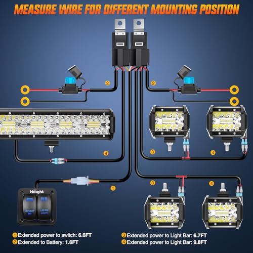 Nilight 20Inch 420W Triple Row Spot Flood Combo Led Light Bar Work Driving Lamp 4Pcs 4Inch 60W Cube LED Pods Lights with Wiring Harness Kit for Trucks Jeeps ATVs UTVs Motorcycles Ships Yachts-5 Leads - color: White - 20Inch Light Bar + 4Pcs 4Inch Pods + W