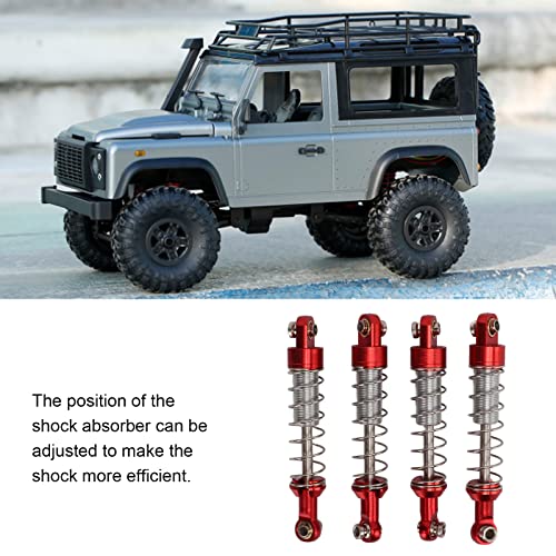 OUKENS RC Shock Absorber Set, 4Pcs Metal Red Adjustable Oil Shocks for 1/18 1/16 RC Crawler, Compatible with TRX4M, WPL C14 C24, MN D90, Axial Capra Upgrade Parts - color: Red