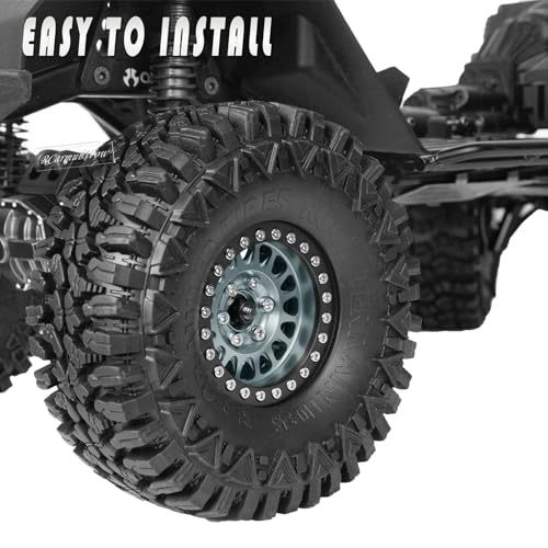RcarmumbWow RC 1.9in Beadlock Wheels and Tires for 1/10 TRX4,Axia1 SCX10 II 90046 SCX10 III,D90 RC Crawler Car,Alloy 1.9in rc Beadlock Rims,Soft Rubber 1.9in rc Beadlock Tires,4pcs,Titanium - color: Titanium(4pcs)