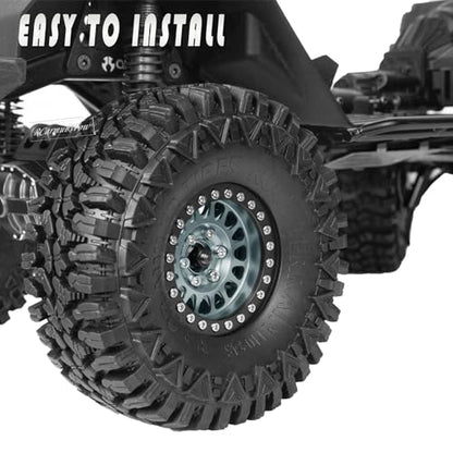 RcarmumbWow RC 1.9in Beadlock Wheels and Tires for 1/10 TRX4,Axia1 SCX10 II 90046 SCX10 III,D90 RC Crawler Car,Alloy 1.9in rc Beadlock Rims,Soft Rubber 1.9in rc Beadlock Tires,4pcs,Titanium - color: Titanium(4pcs)