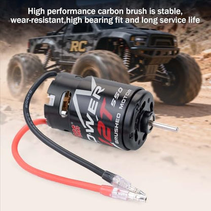 SurpassHobby 550 Brushed Motor for 1/10 Scale RC Truck Traxxas Redcat ARRMA AXIAL HSP HPI Wltoys Kyosho HELION (12T) - size: 12T
