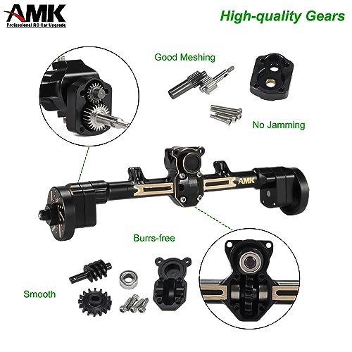 AMK 174g SCX24 Brass Portal Axle Complete with 7mm Hex Wheel Hubs Counterweights Front Rear Set for 1/24 RC Crawler Axial AX24 FCX24 SCX24 Upgrades