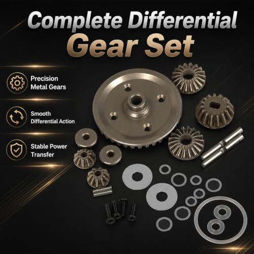 Metal Differential Gear Set 39T 22049 for Tamiya XV-02 TT-02 MB-01 BT-01 XM01 1/10 RC Car Upgrade Front/Rear Gear Diff Replacement Hop-Up Parts - color: Differential Gear