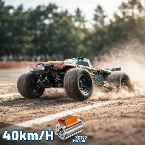 RC Cars 1:18 4WD High Speed Off-Road RC Truck 40 KM/H, Remote Control Car with Waterproof ESC, 2 Rechargeable 7.4V 1300mAh Batteries, Dual Body Shells, for Adults & Kids, Great Gifts for Outdoor Fun