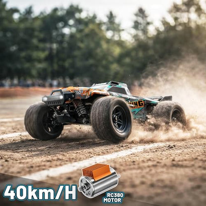 RC Cars 1:18 4WD High Speed Off-Road RC Truck 40 KM/H, Remote Control Car with Waterproof ESC, 2 Rechargeable 7.4V 1300mAh Batteries, Dual Body Shells, for Adults & Kids, Great Gifts for Outdoor Fun