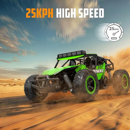 RACENT Remote Control Cars for Adults - 1:16 Scale 20kph Fast RC Truck All Terrain Off-Road Monster Truck for Adults with 2 Rechargeable Batteries (Green) - color: Green