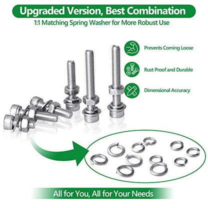 1440 Pcs M2 M3 M4 Hex Socket Head Screws Nuts Washers Kit, SS304 | Anti-Rust, With Flat Washers Spring Washers Bolts Assortment Kit with 3 Wrench, for Precision Machinery, 3D Printing & DIY - size: SS M2 M3 M4 1440pcs 3