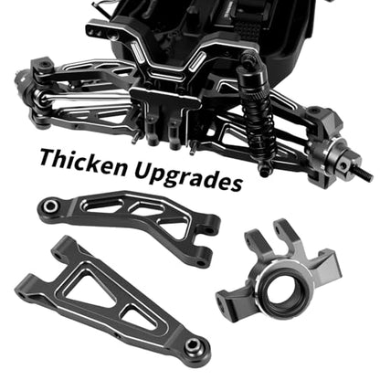 Aluminum Front & Rear Suspension with Steering Knuckles & Rear C-Hubs Upgrade Parts for ARRMA 1/14 Typhon Grom 1/18 Granite Grom (Black) - color: Black