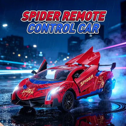 CHMYWJ Spider Remote Control Car with Lights, Spray, Openable Scissor Doors Gifts for 3 4 5 6 7 8 9 10 Year Old Boys Age 3-4 4-6 6-8 8-12 Christmas Birthday Gift, Toddler Kids Toy