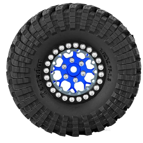 RC 1.3 Beadlock Wheel Tires Set (4PCS) for 1/24 SCX24 1/18 TRX4M RC Crawler Car,Aluminum 1.3 Beadlock Wheels and Tires,Wheel Rim,Navy Blue - color: Navy Blue- (Rc Wheels Tires)
