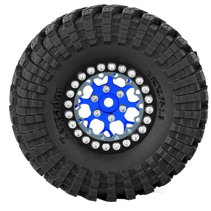 RC 1.3 Beadlock Wheel Tires Set (4PCS) for 1/24 SCX24 1/18 TRX4M RC Crawler Car,Aluminum 1.3 Beadlock Wheels and Tires,Wheel Rim,Navy Blue - color: Navy Blue- (Rc Wheels Tires)