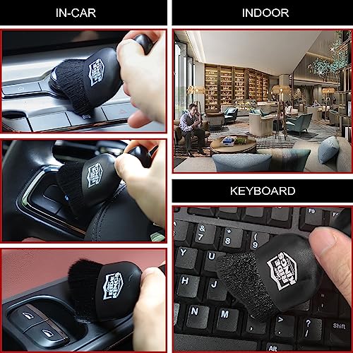 Car Interior Detailing Brush - Black | Sweeps dust from auto vents, dash & buttons. Soft bristles with cover. Ideal cleaning supply gift for men and women. - color: Black