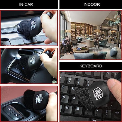 Car Interior Detailing Brush - Black | Sweeps dust from auto vents, dash & buttons. Soft bristles with cover. Ideal cleaning supply gift for men and women. - color: Black