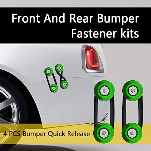 ASUBHA 4PCS Bumper Quick Release Kit, Bumper Holder, Trunk Fenders Hatch Lids Fasteners with Washer and Stainless Steel Screws, Quick Release Tab Holder Trunk Band Fenders Clip Kits for Most Cars - color: Green