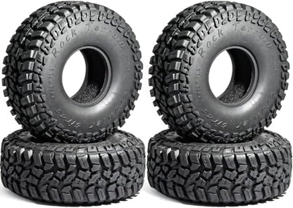 1.9 Rubber Rocks RC Tires with Foam Inserts - 120mmOD Tire Super Soft Rubber for 1:10 Scale Rock Crawlers, Trail Trucks - Compatible with Axial SCX10 90046 AXI03007 D90 Traxxas TRX-4, KM2 Wraith - size: 1.9in