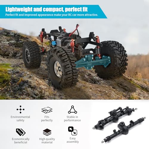 Steering Axle Front & Rear Axles Set Original Straight & Steering Axles for SCX24 AX24 Deadbolt JLU C10 Bronco Gladiator Axial 1/24 RC Crawler, Plastic Assembled Portal Axle Replacement for AXI31609