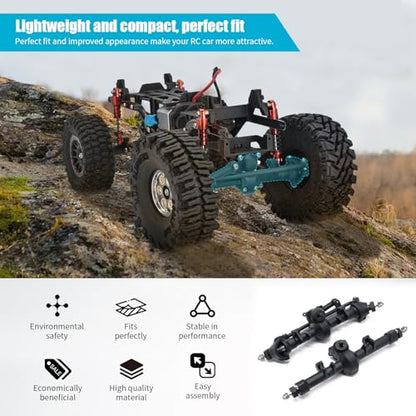 Steering Axle Front & Rear Axles Set Original Straight & Steering Axles for SCX24 AX24 Deadbolt JLU C10 Bronco Gladiator Axial 1/24 RC Crawler, Plastic Assembled Portal Axle Replacement for AXI31609
