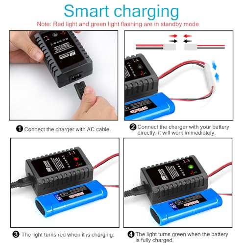 NiCD NiMH Battery Charger for 2-8S Battery Packs of Airsoft RC Car Drone | Fast RC NiCD NiMH Battery Chargers Compatible with Standard Tamiya/Mini Tamiya/Alligator Clips Connectors