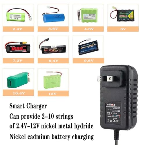 RC Battery Charger 9 in 1 nimh Battery Chargers for 4.8V 7.2V 8.4V 9.6V Battery Compatible 2.4V-12V NiMH/NiCD Pack