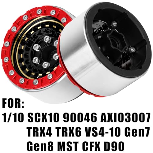 RC 1.9”Wheel Rims for 1/10 SCX10 90046 AXI03007 TRX4 TRX6 VS4-10 Gen7 Gen8 MST CFX D90 RC Crawler,1.9 Beadlock Super Heavy Brass & Aluminum Deep Dish Wheel Rims(4PCS) Black&Gold - color: Silver/4pcs