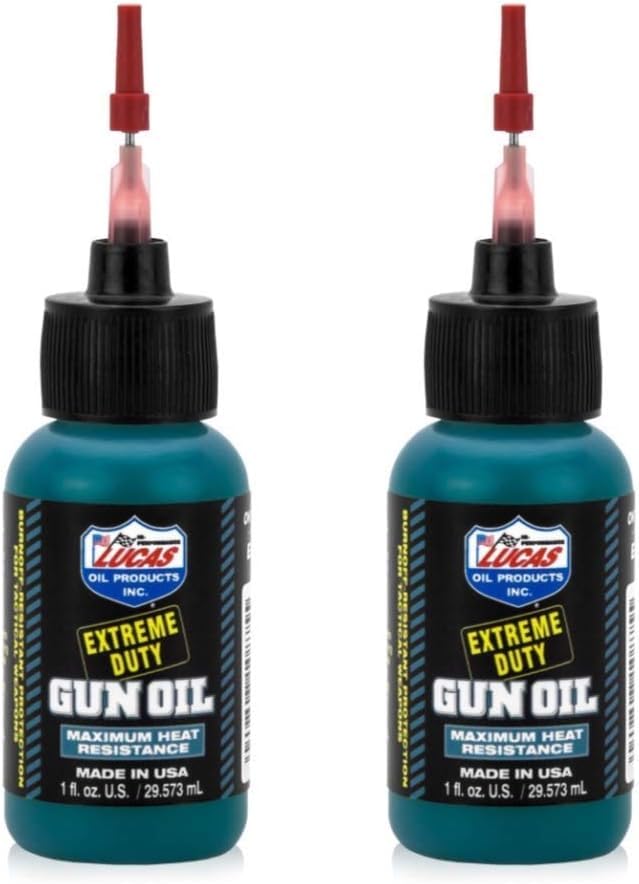 Lucas 10875 Extreme Duty Gun Oil 2oz Needle Oiler | High-Temperature Firearm Lubricant & Rust Protection | Machine Lubricant | 2 Pack