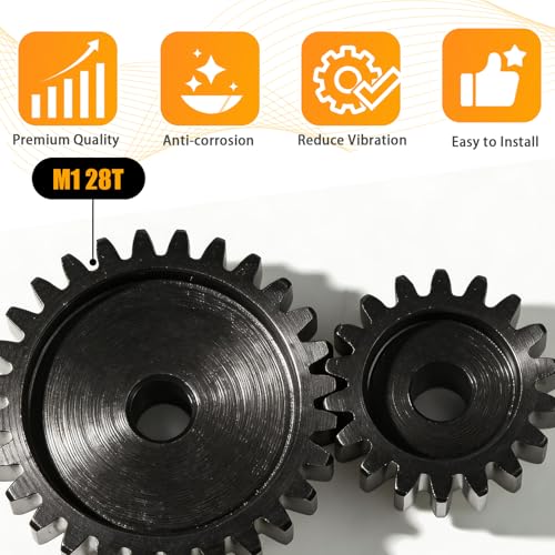 M1 Gear 28T 5mm Bore 3-Pack – High-Precision Hardened Steel Motor Pinion Gear for 1/8 1/10 RC Crawler, Monster Truck, Short Course Truck & Boat (Compatible with Traxxas Axial, FMS, HSP Redcat Losi) - style: M1 3Pcs 28T