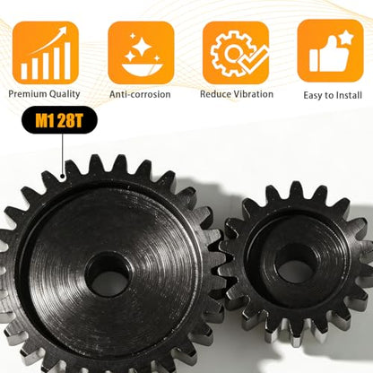 M1 Gear 28T 5mm Bore 3-Pack – High-Precision Hardened Steel Motor Pinion Gear for 1/8 1/10 RC Crawler, Monster Truck, Short Course Truck & Boat (Compatible with Traxxas Axial, FMS, HSP Redcat Losi) - style: M1 3Pcs 28T