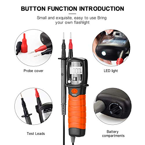 Digital Pen Multimeter AC DC 600V Voltmeter, 60M Ohm Resistance Meter, with Backlit Screen, Continuity Test Auto Power Off Electric DMM Tester BT-38B - color: BT-38B (2000 Counts)
