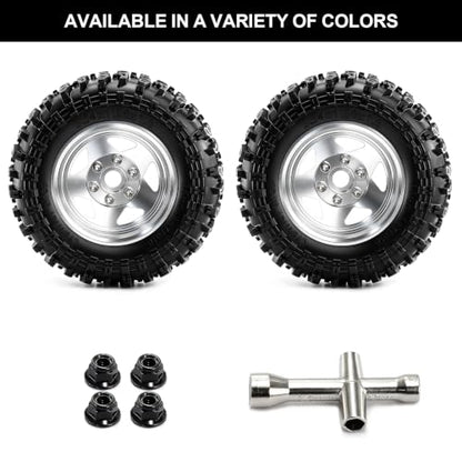 1.9" Beadlock Aluminum Wheels and 90mm Soft Rubber Tires for MJX Hyper Go H12Y, MN128, 1/12 RC Crawler Upgrade Parts, Set of 4 with Foam Inserts