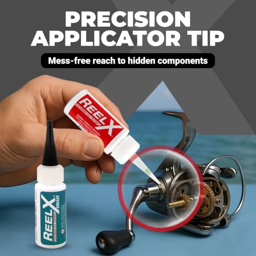 ReelX Fishing Reel Grease, Marine-Grade Anti-Rust Lubricant for Bearings, Spinning, Baitcasting, Spincast, Fly, Trolling & Electric Reels, Corrosion Prevention & Control - size: Oil + Grease 1oz each