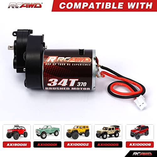 RCAWD 330% More Power 370 Motor SCX24 Transmission Gearbox Set for Axial 1/24 SCX24 AX25 Series Upgrades Part Black - color: black
