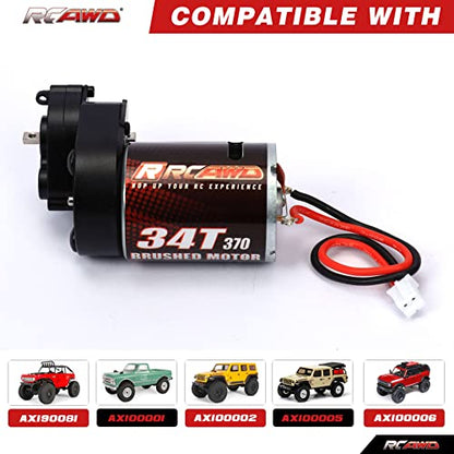 RCAWD 330% More Power 370 Motor SCX24 Transmission Gearbox Set for Axial 1/24 SCX24 AX25 Series Upgrades Part Black - color: black