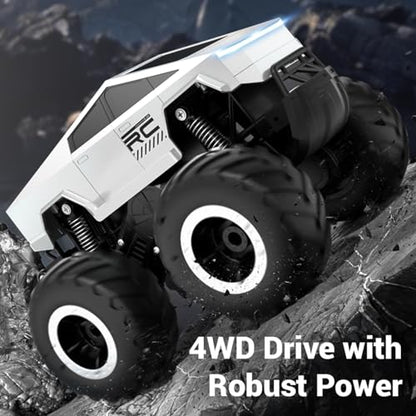 1:16 Cybertruck Remote Control Car, 2.4 GHz 4WD Amphibious Off-Road Pick-up Truck with LED Light, Waterproof Monster Truck Hobby RC Cars Toys for Teen Adults - size: 2 Battery