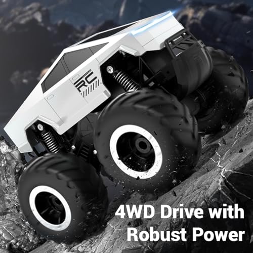 1:16 Cybertruck Remote Control Car, 2.4 GHz 4WD Amphibious Off-Road Pick-up Truck with LED Light, Waterproof Monster Truck Hobby RC Cars Toys for Teen Adults - size: 1 Battery
