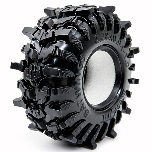 58mm BATWINGS 1.0" RC Crawler Tires 4-Pack For TRX4M SCX24 AX24 | Super soft sticky mud tires with foam inserts, For 1/18 TRX4M & 1/24 AX24 FCX24 Enduro24 micro rock crawlers Upgrades - size: 1.0 tires - 58mm Tall