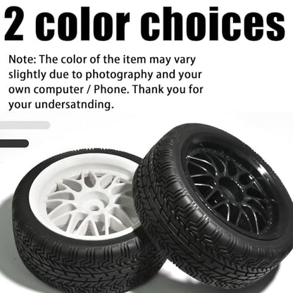OD 2.65" On Road Rubber Tires Nylon Wheels- 12mm Hex for 1/10 RC Racing Car | Compatible with MJX HSP Tamiya HPI Kyosho Traxxas Sakura Redcat WLtoys 1/10 RC On-Road Racing Touring Car (4pcs, White) - style: D-White