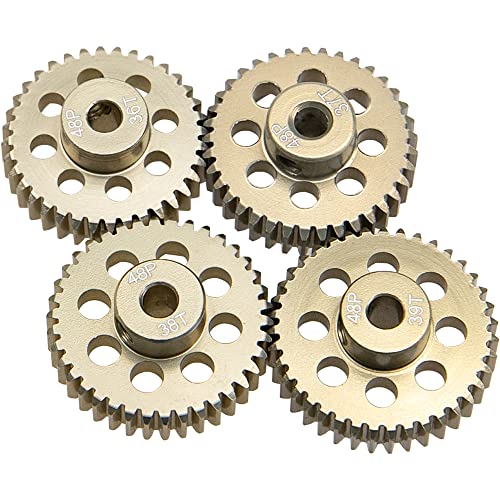 ShareGoo 7075 Aluminum Alloy 48P 3.175mm Pinion Gear Sets 36T 37T 38T 39T Motor Gears Fit 3.175mm (1/8-Inch) Shaft Compatible with HPI Losi Axial Traxxas Tamiya 1/10 RC Car,4Pack