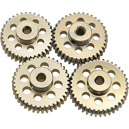 ShareGoo 7075 Aluminum Alloy 48P 3.175mm Pinion Gear Sets 36T 37T 38T 39T Motor Gears Fit 3.175mm (1/8-Inch) Shaft Compatible with HPI Losi Axial Traxxas Tamiya 1/10 RC Car,4Pack