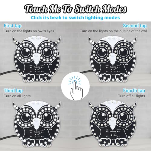 Touch Control LED Owl Soldering Kit, ICSTATION Owl Light Soldering Learning Kit With 3 Light Modes Brightness Adjustment Soldering Project for Adults College Students Solder Education