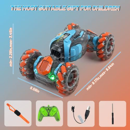 Remote Control Stunt Car for Kids - Gesture Sensing RC Twist Toys, Birthday Gifts for Boys Aged 5-7 8-12 Years Old, 2.4GHz Hand Controlled Off-Road Vehicle with Lights and Music