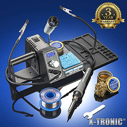 The Original X-Tronic 3020-XTS • 75W Soldering Iron Station • LED • 2 Helping Hands • Roll of Solder • Brass Sponge w/Cleaning Flux • Wet Sponge • °C/°F Conversion Switch • 10 Minute Sleep Feature! - style: Classic Style - 1 Solder Tip