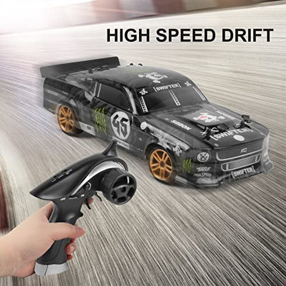 GoolRC RC Drift Car, 1:18 Scale Remote Control Car, 2.4GHz 4WD 30KM/H High Speed RC Racing Cars with LED Light Strip and 3 Batteries for Adults - size: 3 Batteries