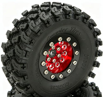 Rc 1.3 Beadlock Wheel Tires Set (Red Black) - color: Red Black