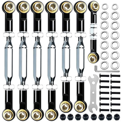 74-112mm Stainless Steel Turnbuckles Fit for 1/10 Traxxas Slash 4X4 2WD,Adjustable Camber Links with Spacers & Wrenchs for Rustler 2WD 4X4,Hoss 4X4,Stampede 4X4,Bandit 2WD Upgrades Parts,Black - color: Black