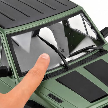 1/10 RC Crawler Hard Body Shell Kit, 313mm Cherokee Style, Army Green | Fits Axial SCX10, SCX10 II 90046/90047 & TRX4; hard plastic shell with interior, grille, flares, mirrors and hardware - color: Army Green