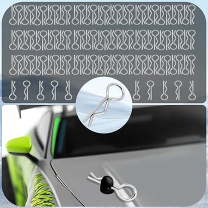 100pcs Universal RC Body Clips Pins - Compatible with Traxxas, Arrma, Redcat, Axial, HPI, HSP, Exceed, Himoto, Losi, RC4WD, Tamiya, Fits 1/8, 1/10, 1/12 Scale RC Cars, Trucks, Crawlers, Buggies - color: Silver