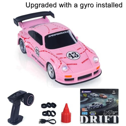 1/43 Gyro 2.4G Radio Control Drift Car Racing Vehicles High Speed 15KM/H 4WD Mini Car Battery Lights RTR Hobby Grade Model for Birthday for Ages 14+