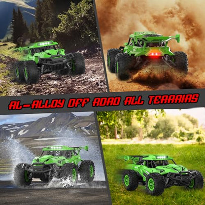 BLUEJAY Remote Control Car, 2.4GHz High Speed 33KM/H RC Cars Toys | 1:12 Monster RC Truck Off Road with LED Headlight and Rechargeable Battery Gifts for Adults Boys 8-12 - color: Green