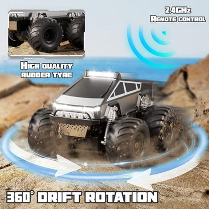 Amphibious Remote Control Car, 1:18 RC Off-Road Monster Truck Toys for Boys,4WD All Terrain Off-Road Pickup, 2.4 GHz RC Vehicles, Waterproof RC Trucks, Christmas Birthday Gifts for Boy Girl (Grey) - color: Grey